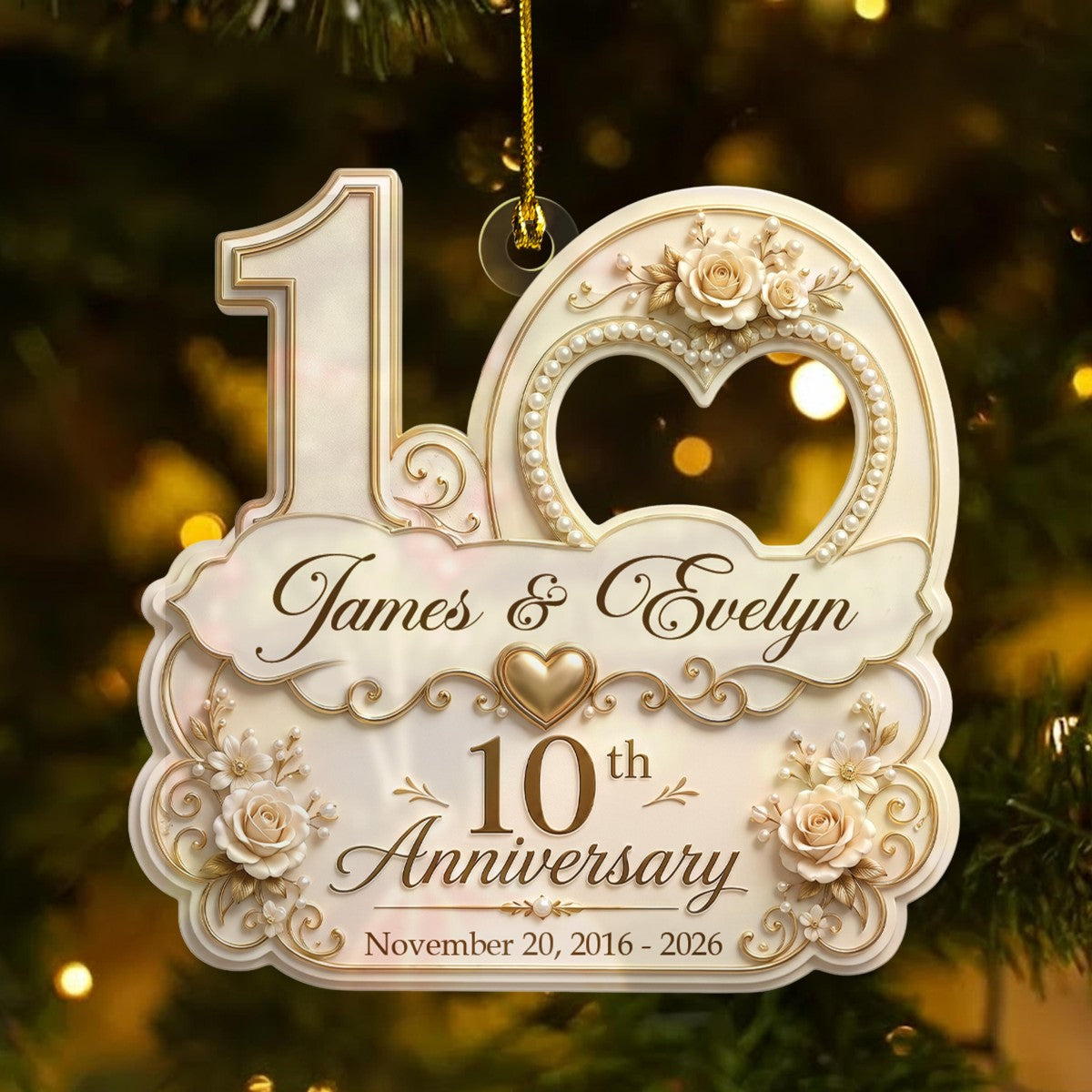 "Mr & Mrs" Personalized Wedding Anniversary Acrylic Ornament – Christmas Keepsake Gift For Couples
