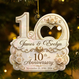 "Mr & Mrs" Personalized Wedding Anniversary Acrylic Ornament – Christmas Keepsake Gift For Couples