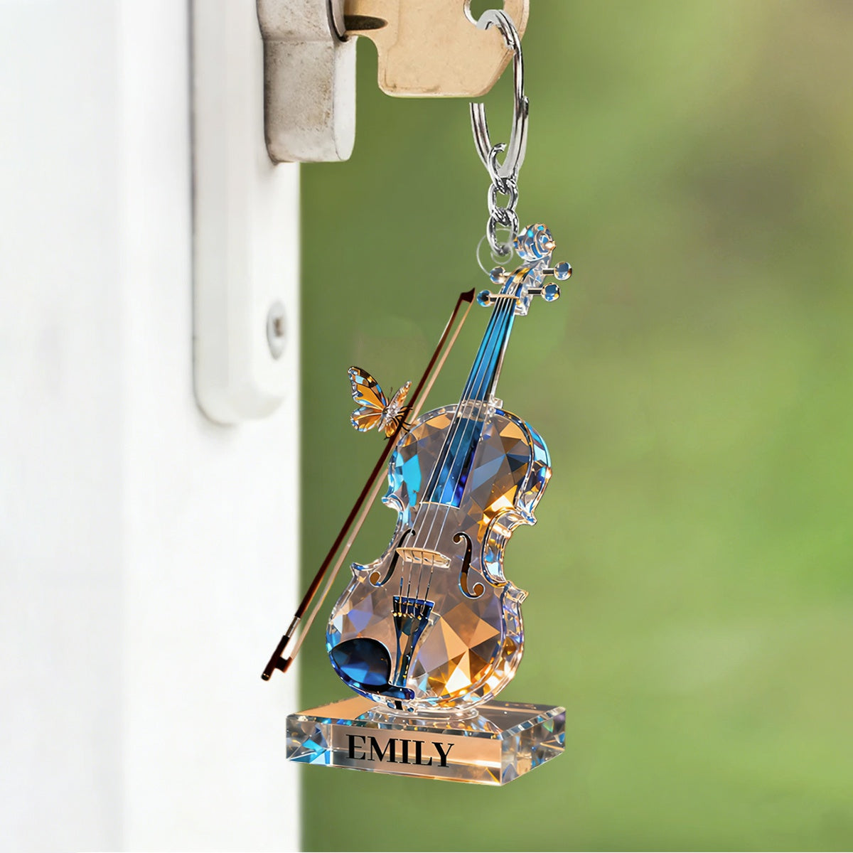 Personalized Violin Music Crystal Effect Keychain,Gift for Violinist Lover, Musicians