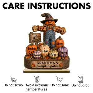 "Grandma's Pumpkin Patch" Scarecrow Wooden Plaque Halloween Fall Decor For Her