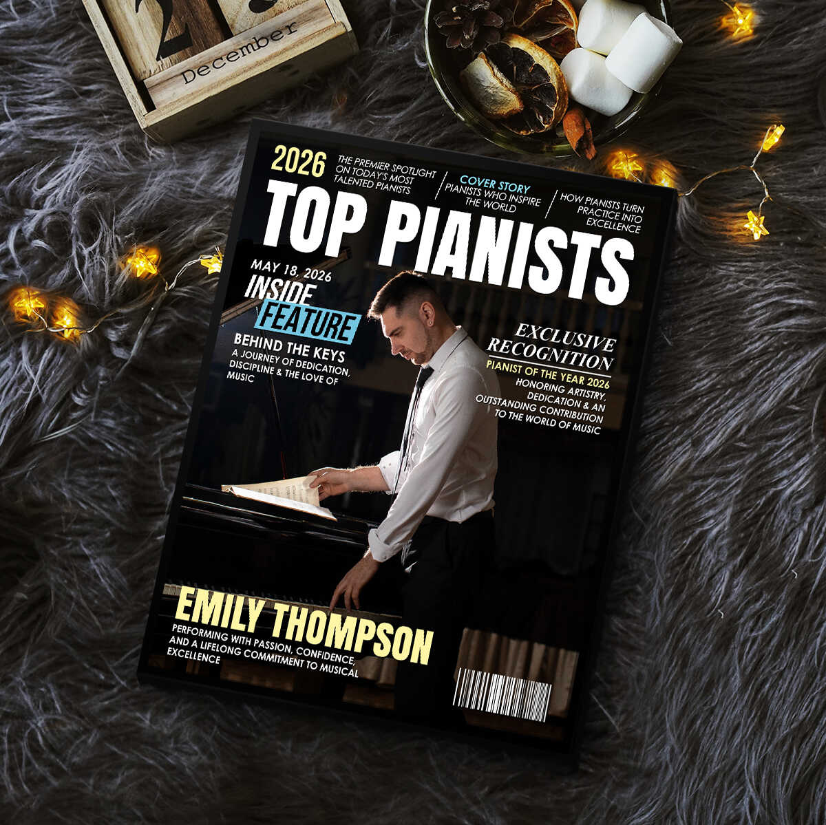 "Top Pianists" Magazine Cover Canvas – Personalized Photo Gift For Pianists | Piano Lover Appreciation Gift