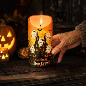"Grandma's Little Boo Crew" Haunted House – Personalized LED Candle | Halloween Decor For Grandma