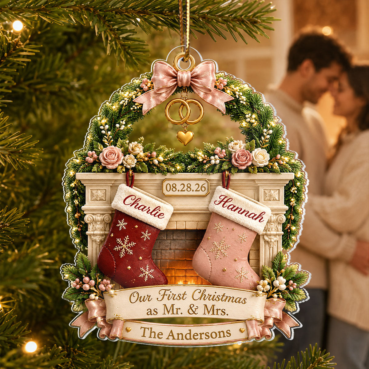 "Our First Christmas As Mr. & Mrs." – Personalized Acrylic Ornament | Christmas Gift For Couples