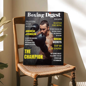 Personalized Boxing Digest Canvas – Custom Name Boxer Poster | Boxing Magazine Gift & Room Decor