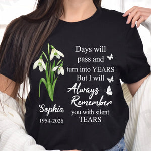 Personalized "Always Remember You" Memorial T-Shirt – Birth Flower Sympathy Gift For Loss Of Loved One