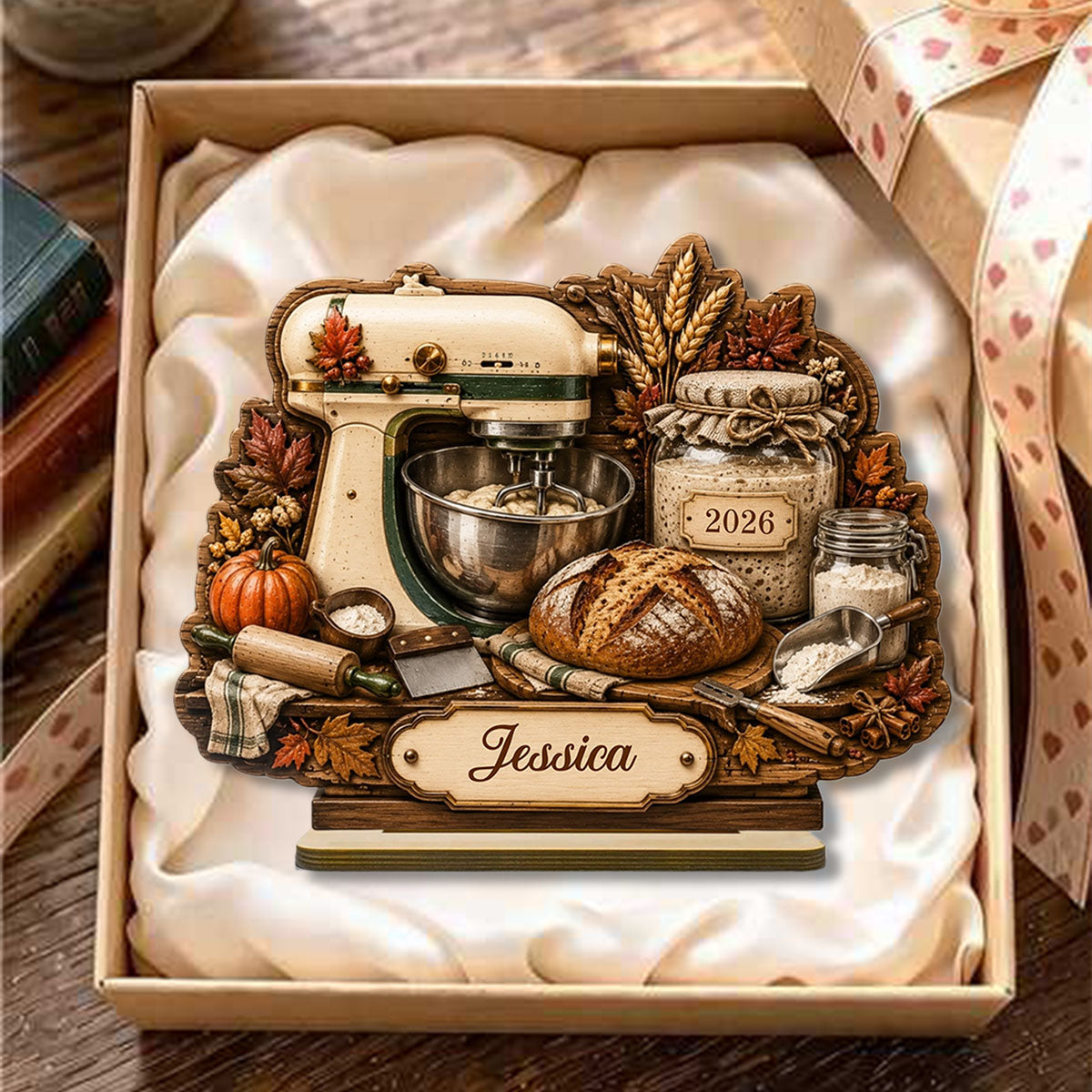 Stand Mixer Sourdough Starter Fall Season Baking Counter Wooden Plaque Gift for Bakers