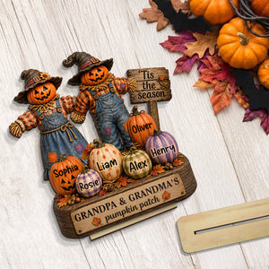 "Grandma & Grandpa's Pumpkin Patch" – Scarecrow Wooden Plaque | Halloween Fall Decor For Her