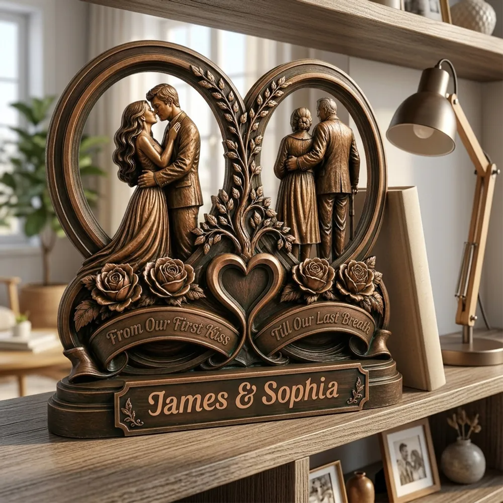 "Love You Then, Love You Now" – Personalized Wood Plaque | Gift For Couples