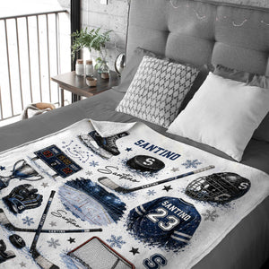 Personalized Hockey Baby Blanket With Name – Custom Ice Hockey Throw For Boys | Hockey Nursery Decor & Toddler Gift