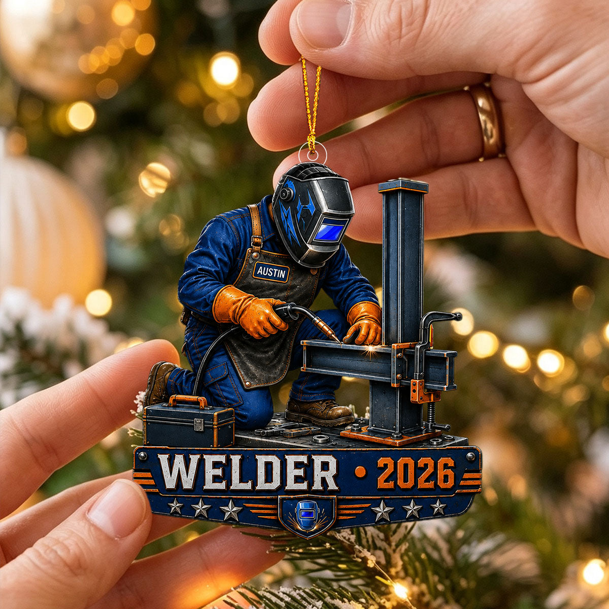 Personalized Welder Christmas Acrylic Ornament – Metalworker Holiday Keepsake | Tradesman Gift 2026
