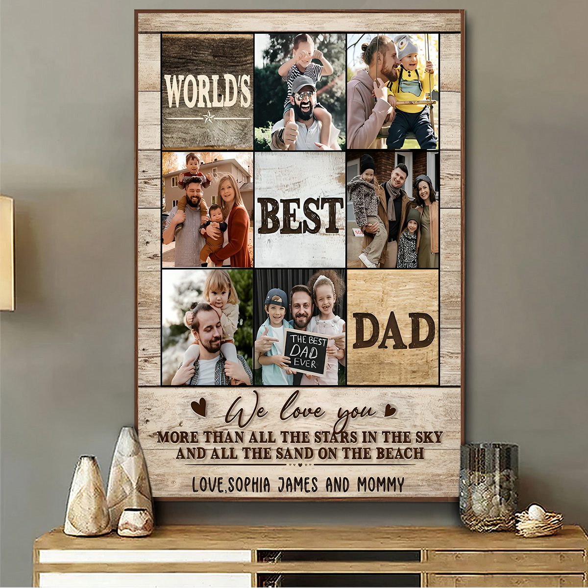 World’s Best Dad Custom Photo Canvas Poster,Personalized Personalized Fathers Day Picture Gift