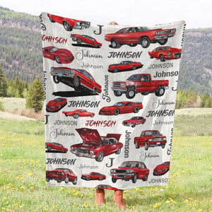 "Classic Muscle Car" Personalized Blanket – Custom Name Fleece Throw For Car Enthusiasts