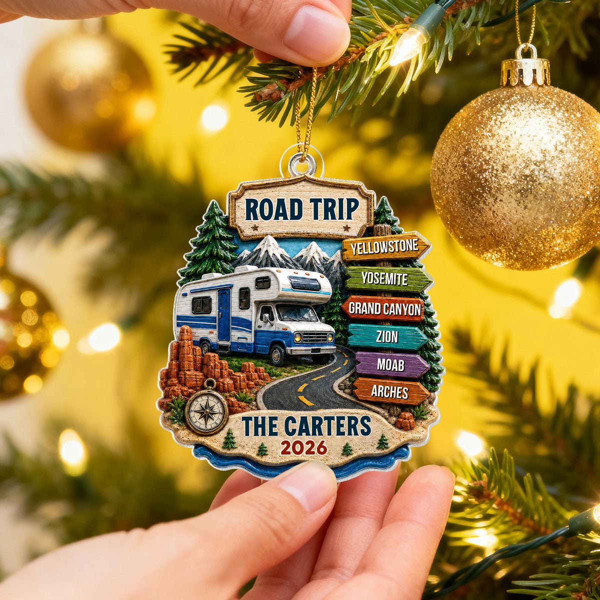 Personalized "Road Trip Adventure" Ornament – Vacation Gift For Couples & Families