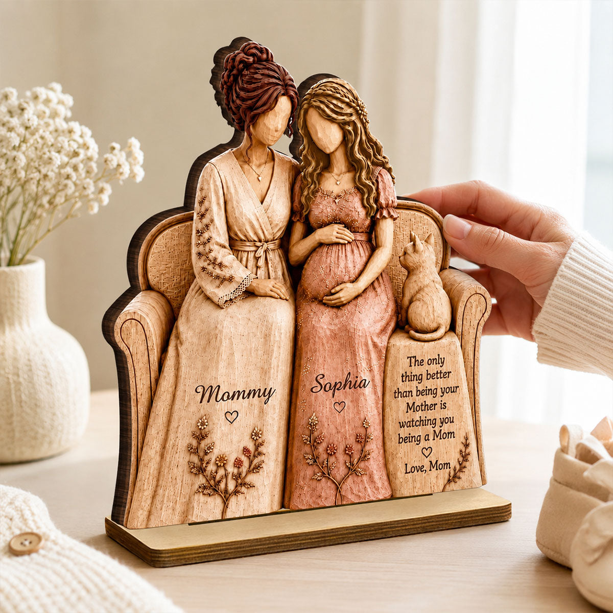"Watching You Be A Mom, My Daughter" – Personalized Wooden Plaque | Gift For New Mom & Daughter