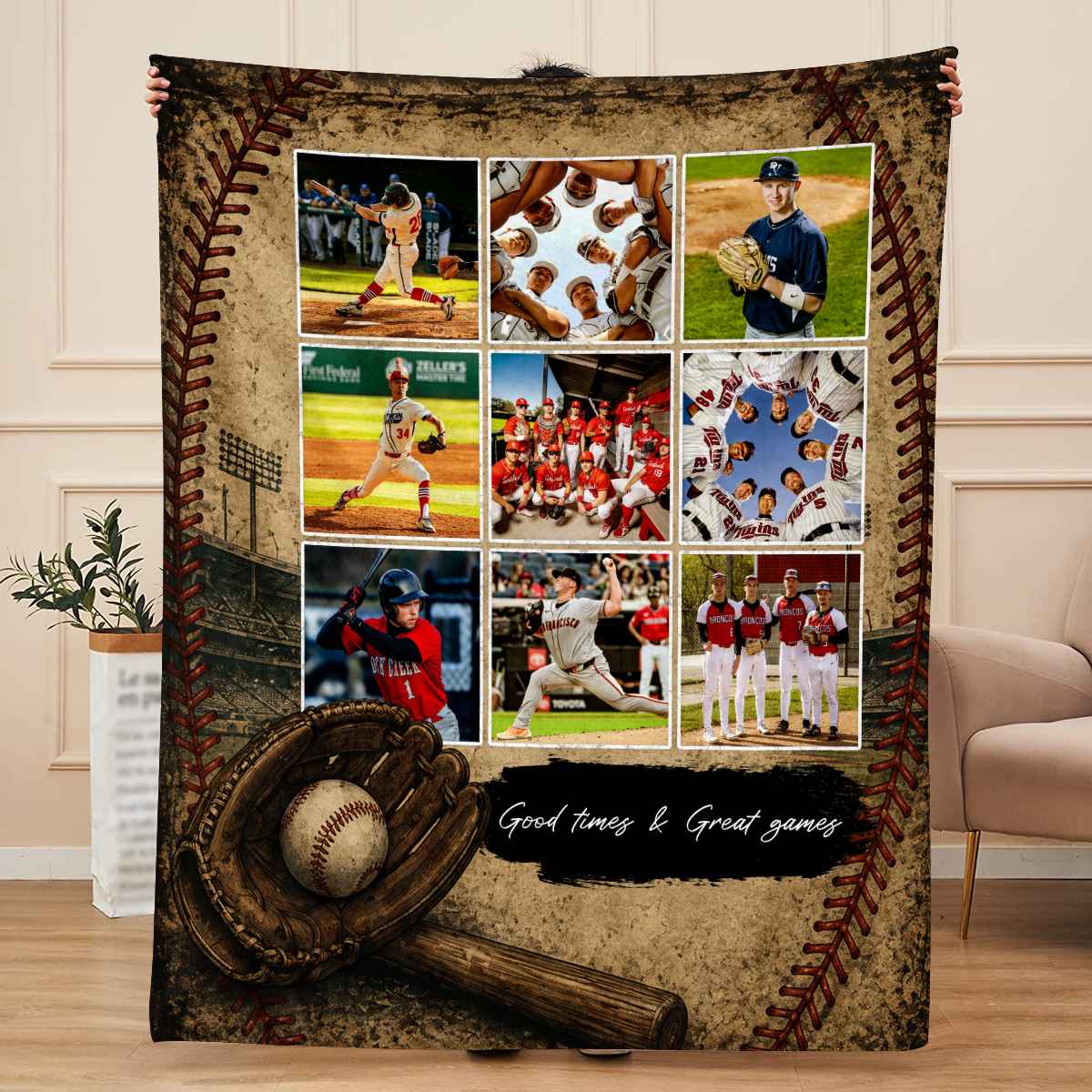 Custom Baseball Photo Blanket – Personalized Gift For Son & Baseball Players | Team Senior Gift