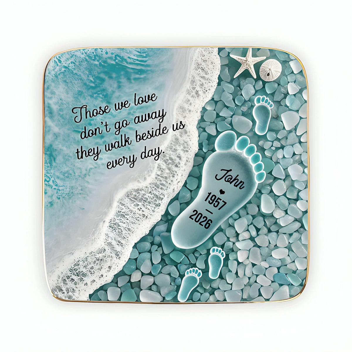 "Where Love Never Ends" – Sea Glass Design Personalized Jewelry Dish | Memorial Ocean Remembrance Gift For Loss of Loved One