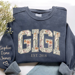 Custom Floral GIGI Sweatshirt – Personalized Grandma Est Year & Grandkids Names