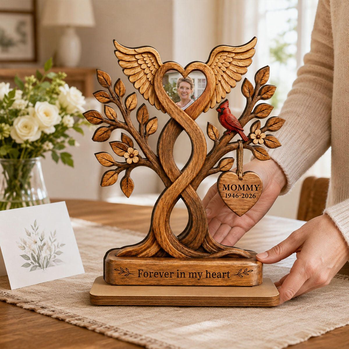 "Forever In Our Hearts" – Personalized Wooden Plaque | Heartfelt Sympathy Gift For Loved Ones