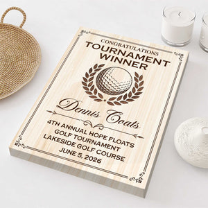 Personalized Golf Tournament Award Plaque Canvas – Custom Winner Wall Art | Golfer Award Sign For Country Club Decor & Gifts