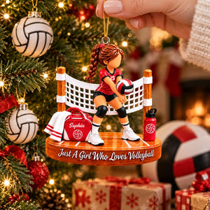 Just a Girl Who Loves Volleyball - Personalized Christmas Ornament,Custom Name And Number Volleyball Player Xmas Gift
