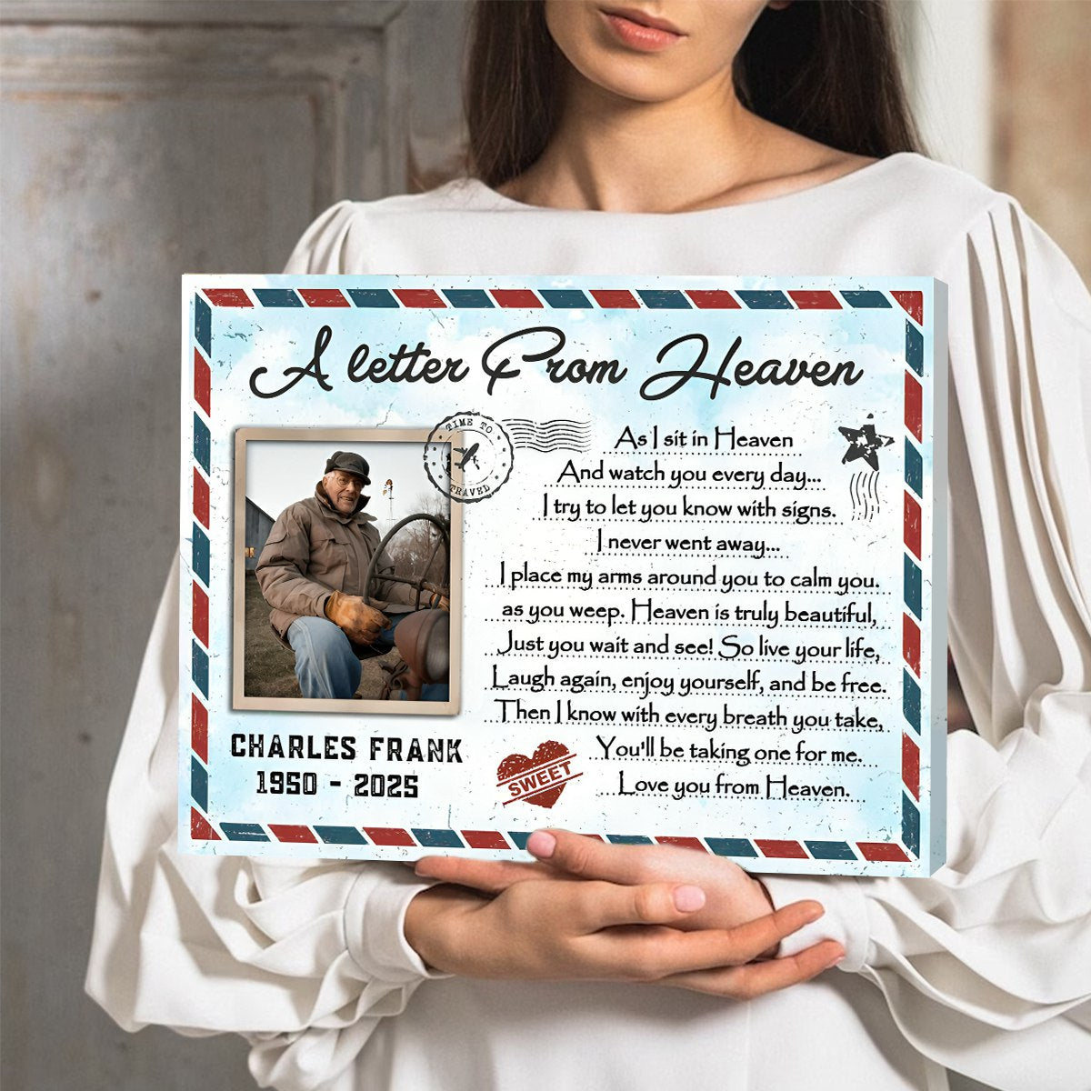 A Letter From Heaven – Personalized Memorial Gift For Loss Of Loved One Canvas Poster