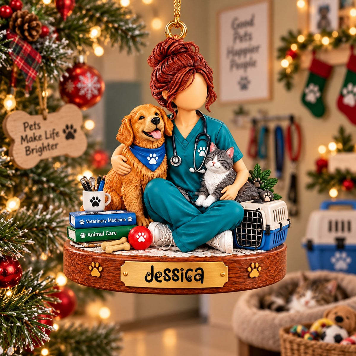 Personalized Vet Tech Ornament, Veterinarian Christmas Gift