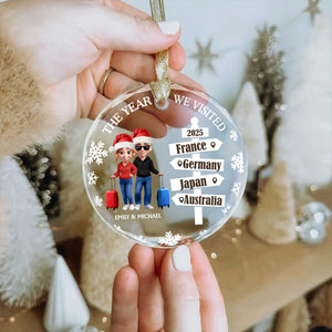 Cherished Travel Memory - Personalized Circle Glass Ornament