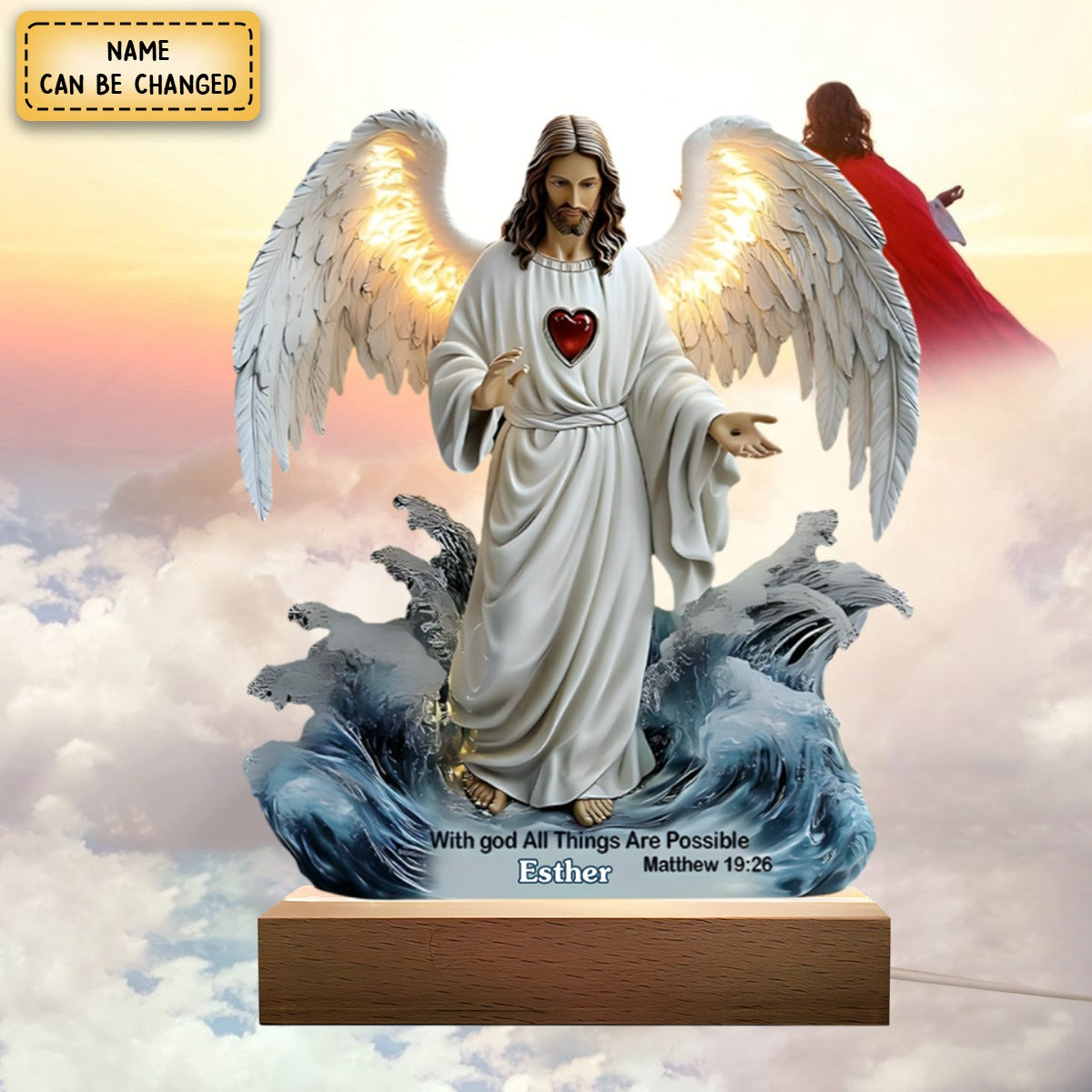 With God All Things Are Possible - Personalized Christian Shaped Plaque Light Base