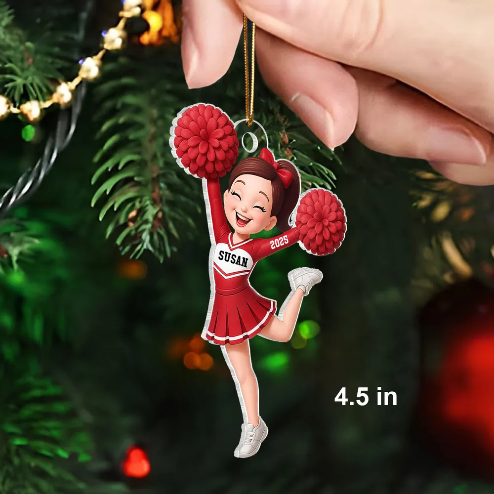 Personalized Cheerleader Girl  Acrylic Ornament, Christmas Gift for Daughter, for Granddaughter