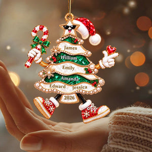 Golden Pearl Funny Family Christmas Tree Personalized Ornament