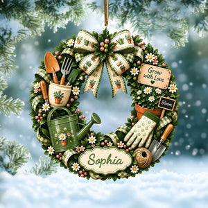 "Grow With Love" – Personalized Gardening Acrylic Hanging Ornament | Gift For Gardeners