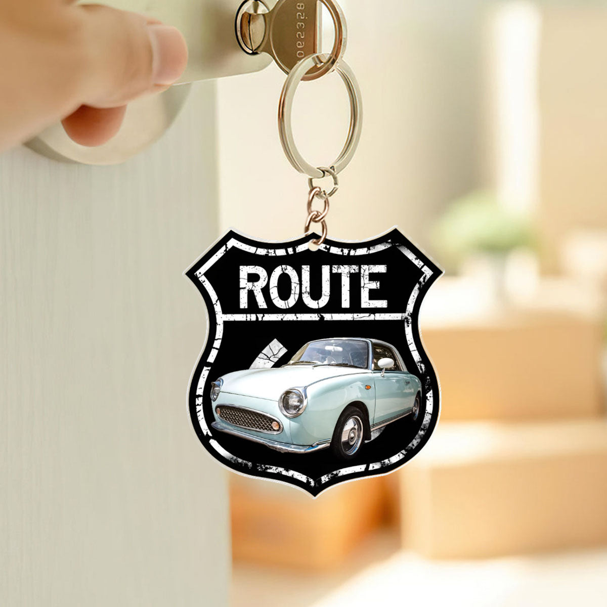 Custom Photo Route 66 Personalized Acrylic Keychain Gift For Car Lovers