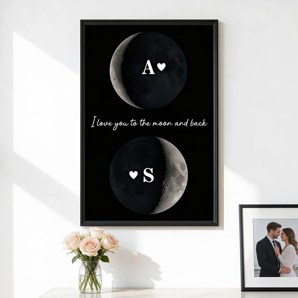 Custom Couple Birth Date Moon Phase - Personalized Poster - Valentine's Day Gift For Couple