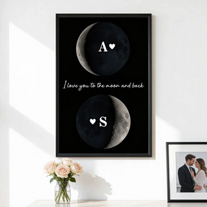 Custom Couple Birth Date Moon Phase - Personalized Poster - Valentine's Day Gift For Couple