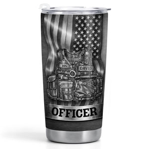 Officer Tactical Vest, Personalized Stainless Steel Tumbler, Gift For Police Lovers