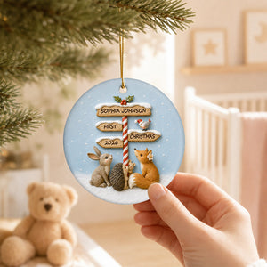 Personalized "Baby's First Christmas" North Pole Ornament – Ceramic Keepsake For Baby's 1st Christmas