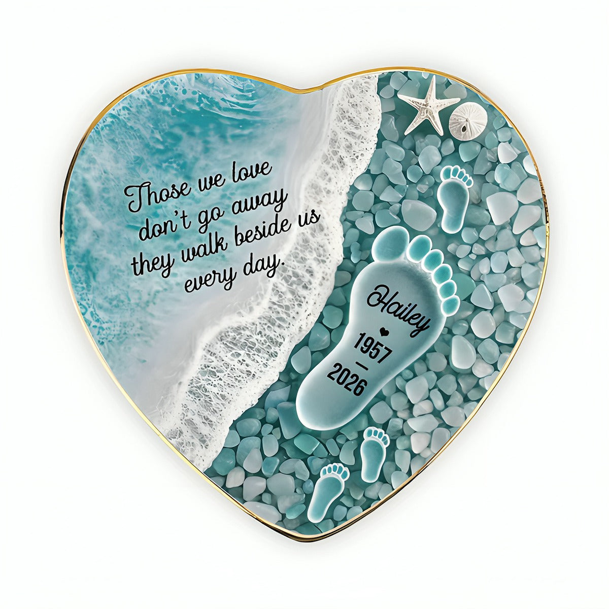 "Where Love Never Ends" – Sea Glass Design Personalized Jewelry Dish | Memorial Ocean Remembrance Gift For Loss of Loved One