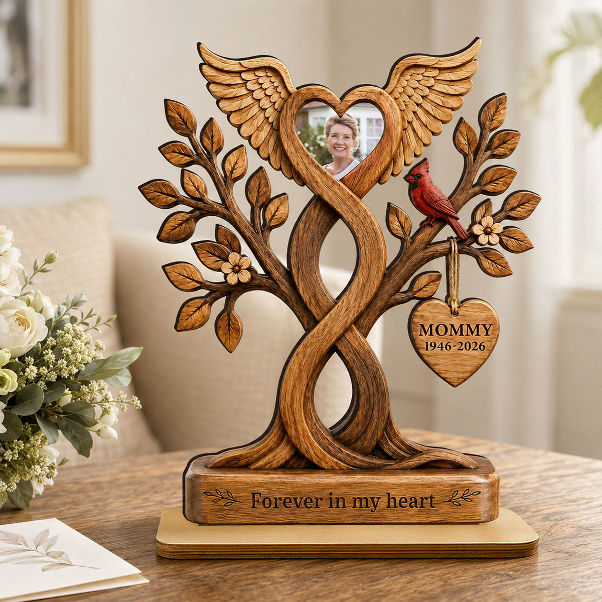 "Forever In Our Hearts" – Personalized Wooden Plaque | Heartfelt Sympathy Gift For Loved Ones