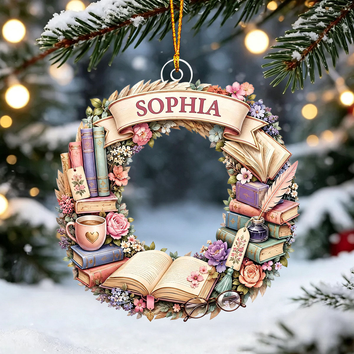 "Reading Is A Journey" – Personalized Christmas Acrylic Hanging Ornament | Gift For Book Lovers