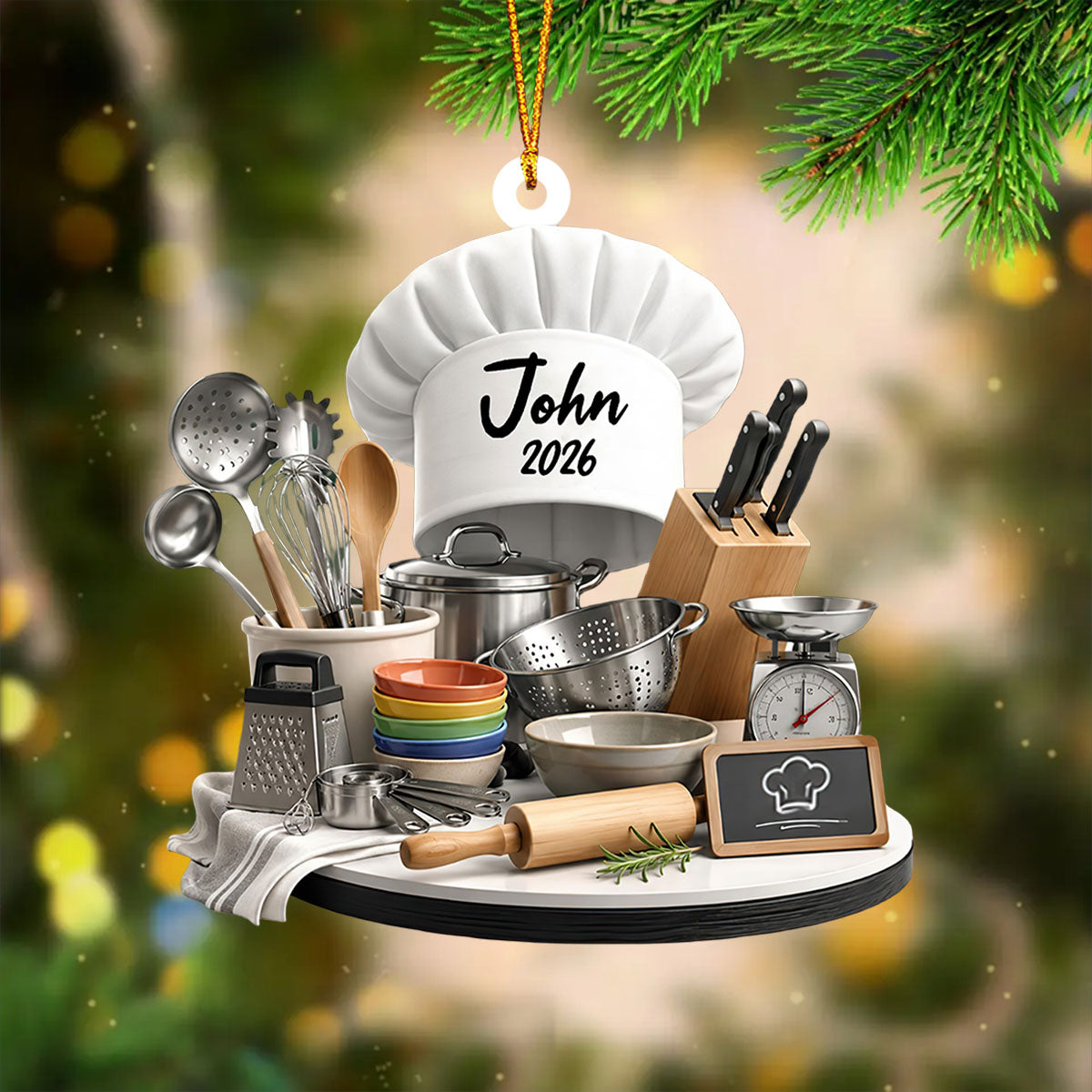 Personalized Kitchen Christmas Ornament  | Chef Gift & Cooking Stove Decor