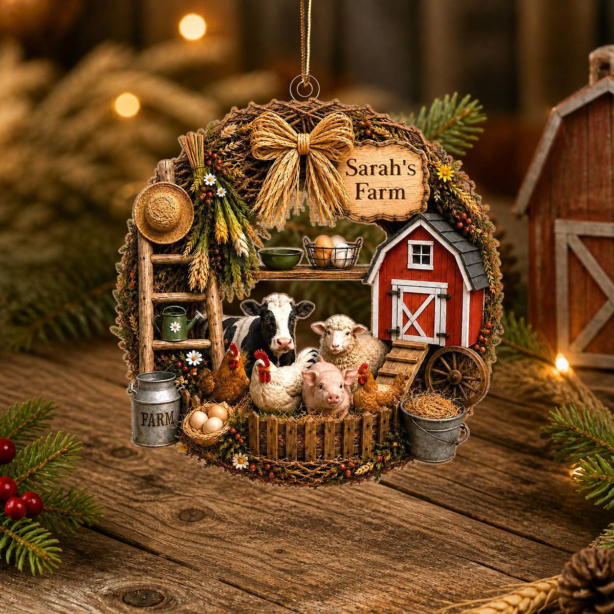 "My Farm" – Personalized Christmas Acrylic Hanging Ornament | Gift For Farmers & Farm Lovers