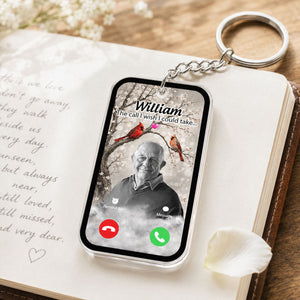 Personalized "The Call I Wish I Could Take" Cardinal Keychain – Memorial Sympathy Keepsake With Photo