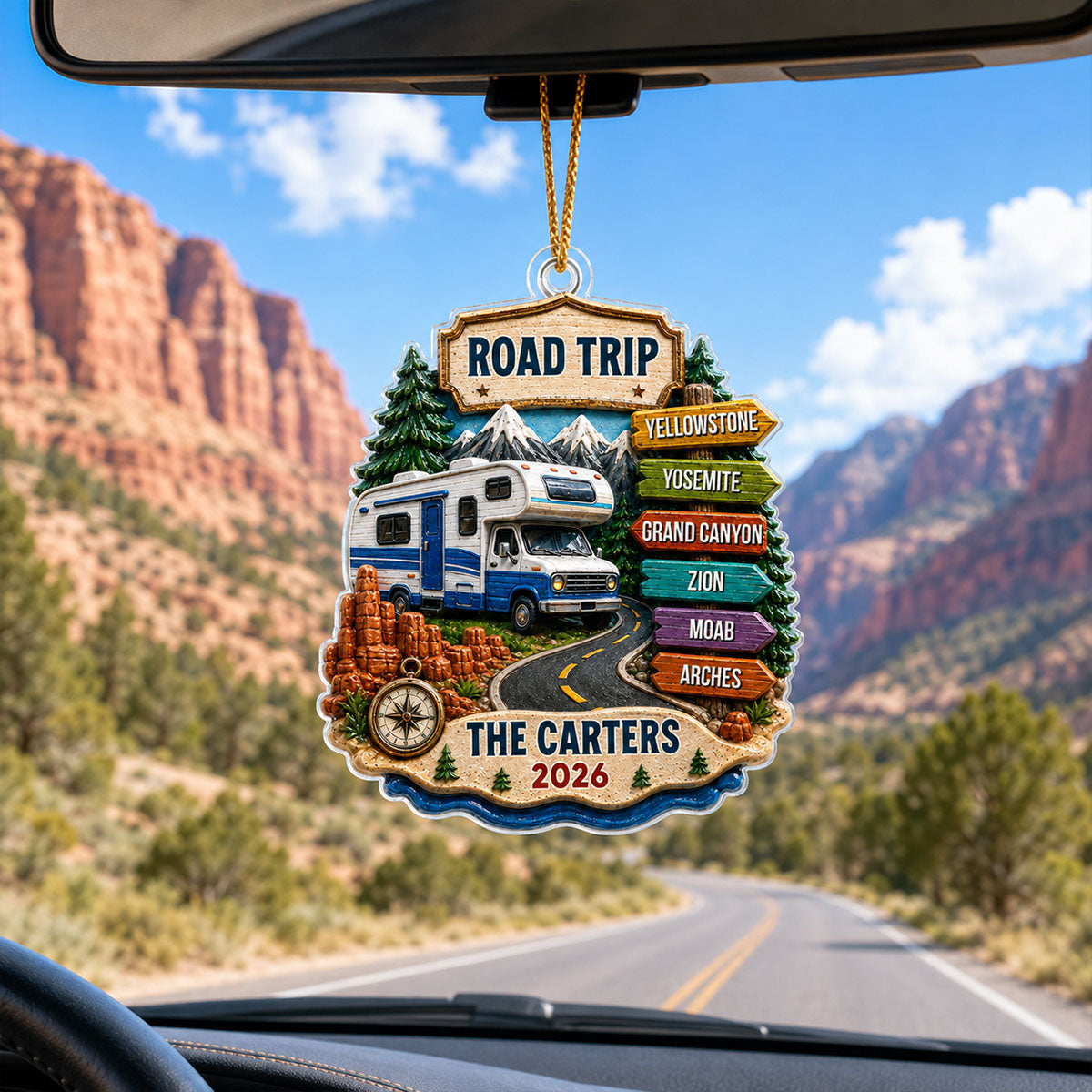 Personalized "Road Trip Adventure" Ornament – Vacation Gift For Couples & Families