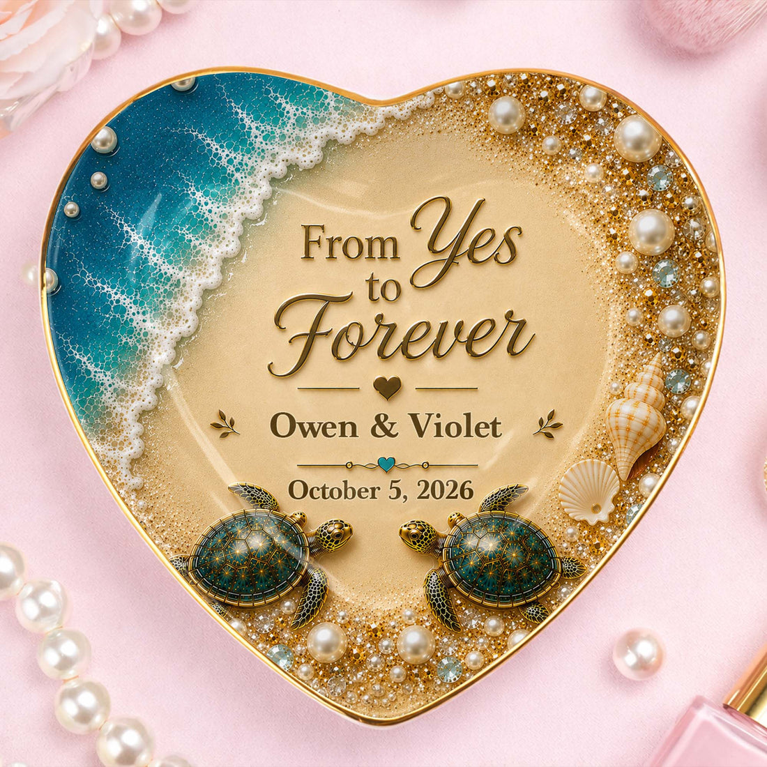 "From Yes To Forever" – Personalized Jewelry Dish | Gift For Couples