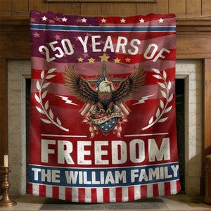 Personalized Family Name America 250th of Freedom With Eagle Blanket