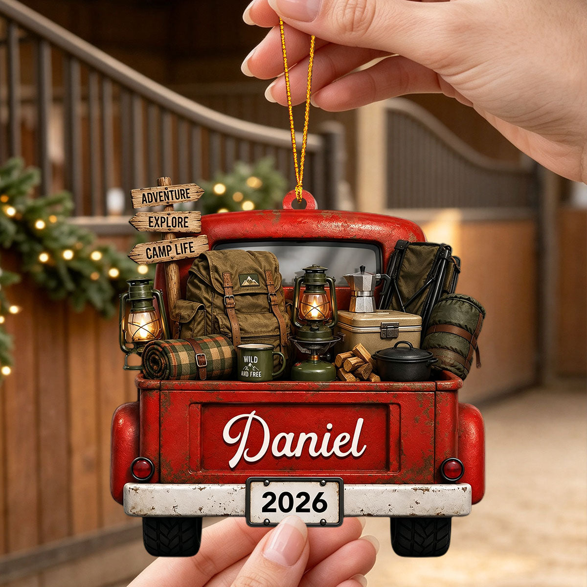 "Adventure Explore Camp Life" – Personalized Acrylic Hanging Ornament | Gift For Campers & Outdoor Lovers