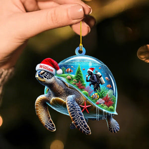 Personalized Turtle Diving Custom Name Ornament, Diving Lover Christmas Gift