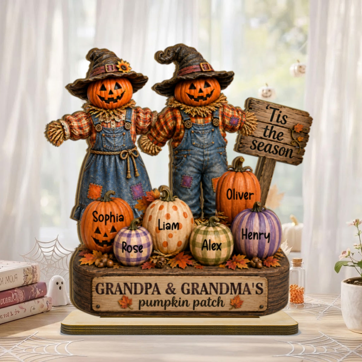 "Grandma & Grandpa's Pumpkin Patch" – Scarecrow Wooden Plaque | Halloween Fall Decor For Her