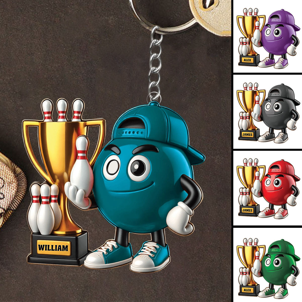 Bowling Champion Custom Color And Name - Personalized Acrylic Keychain