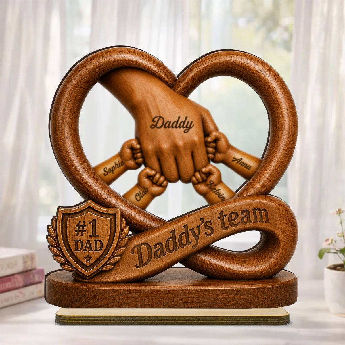 Personalized "Daddy's Dream Team" Wooden Plaque – Father's Day Gift For Dad & Husband